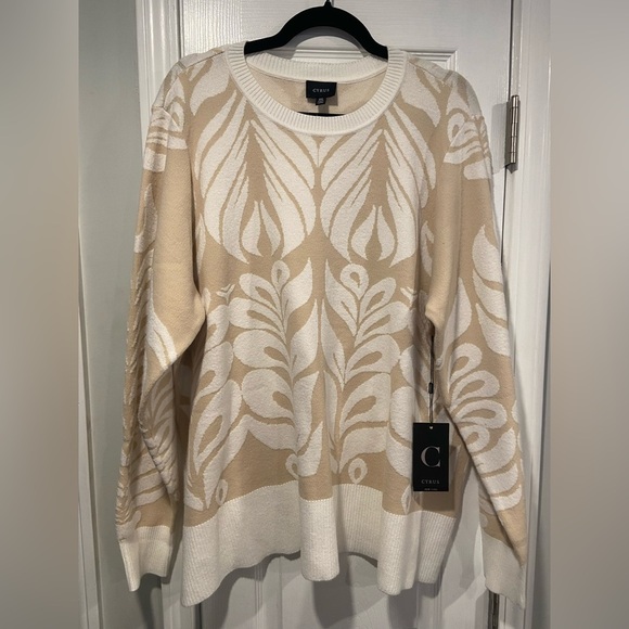 NWT Cyrus Size 2X Ivory Beige Long Sleeve Soft Plush Knit Pullover Sweater - Picture 1 of 13